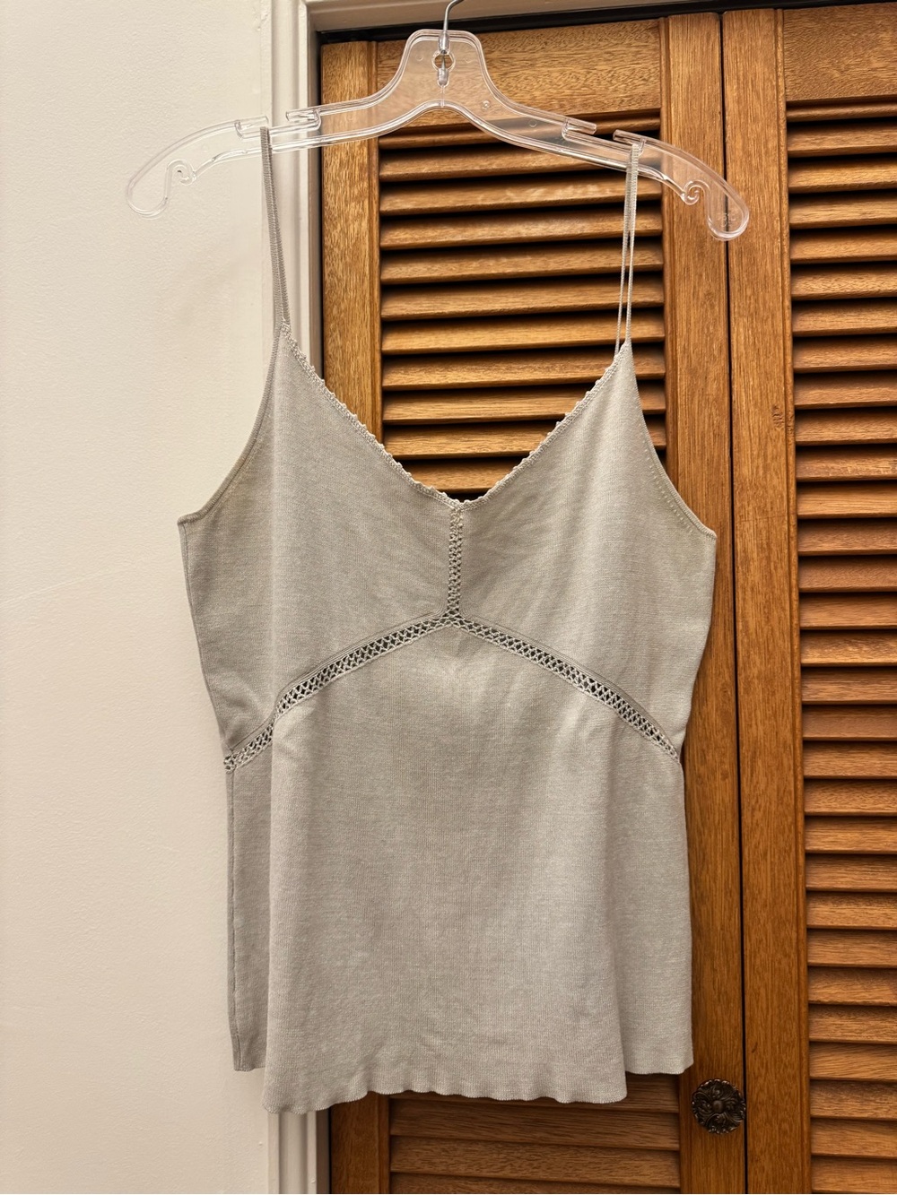 Banana Republic Light Gray Knit Lace-Trim Camisole